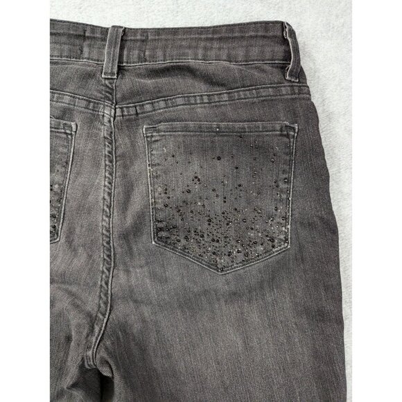 Not Your Daughters Jeans Womens Size 10P Black Curvy Straight Rhinestone Pockets - Picture 9 of 14